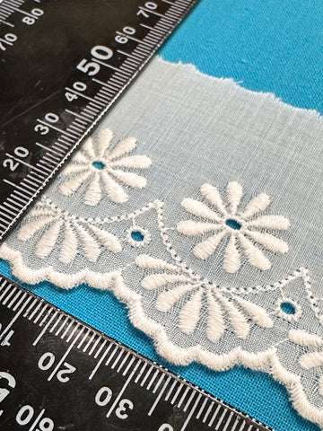 Modern Cotton Trim White Broderie Anglaise 6cm Wide