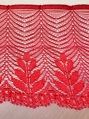 Vintage Trim Synthetic Lace 80s? 90s? Tomato Red Lingerie 85mm Wide