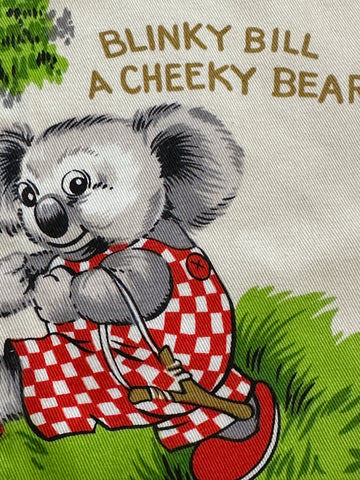 REMNANT Vintage Fabric Soft Furnishing Cotton Blinky Bill 1980s Pin Hole 49cm x 49cm