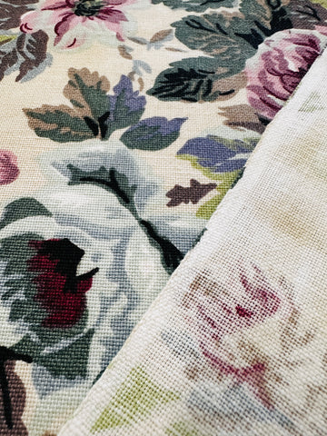 FAT QUARTER Vintage Fabric 1980s? Sanderson? Medium Floral on Bone Linen Blend 60cm x 50cm