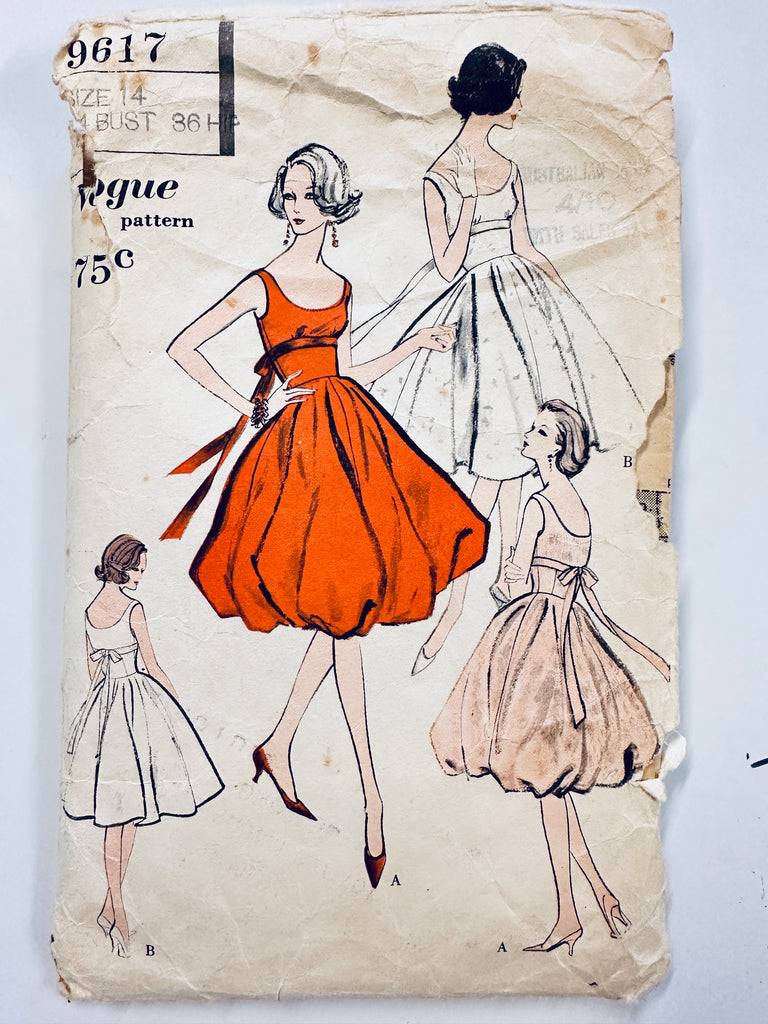 ONE PIECE DRESS: Vogue Sewing Pattern 1957 Size 14 Incomplete *9617