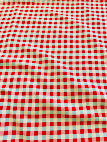 Vintage Fabric Sheeting Cotton 1999 Rosali in Blue Pink Gingham Cath Kidston Ikea 75cm Wide