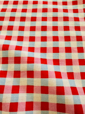 Vintage Fabric Sheeting Cotton 1999 Rosali in Blue Pink Gingham Cath Kidston Ikea 75cm Wide