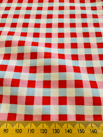 Vintage Fabric Sheeting Cotton 1999 Rosali in Blue Pink Gingham Cath Kidston Ikea 75cm Wide