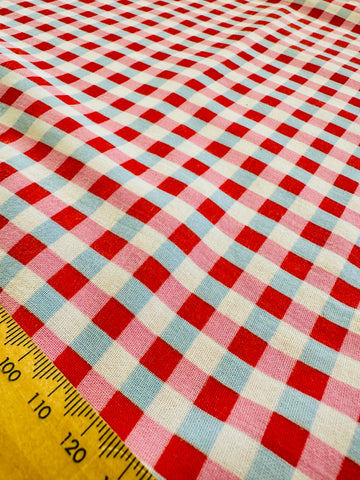 Vintage Fabric Sheeting Cotton 1999 Rosali in Blue Pink Gingham Cath Kidston Ikea 75cm Wide