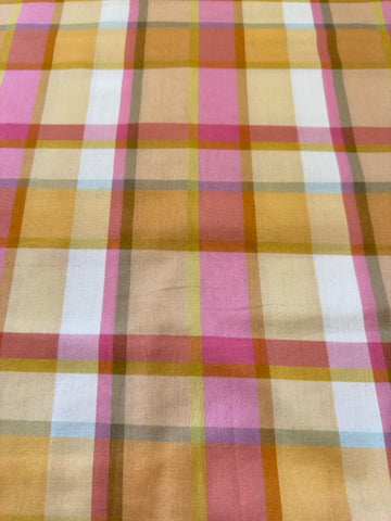 Modern Fabric 2000s Quality Adairs Cotton Sheeting Bright Plaid 100cm Wide