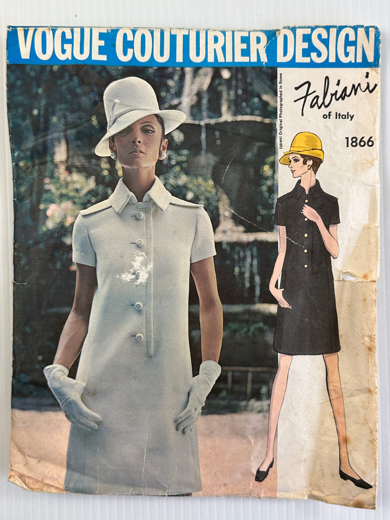 FABIANI OF ITALY DRESS: Vintage Vogue Couturier Design 1967 Sz 14 *1866