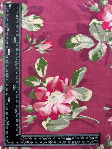 Modern Fabric Laura Ashley Cotton Blend Sheeting 2000s+ Roses on Plum 50cm Wide