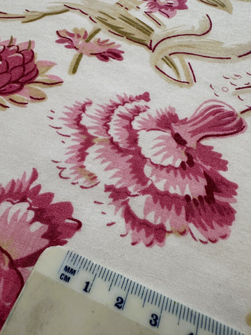 PILLOW CASE: Modern Fabric Laura Ashley Cotton Blend 2000s+ Pink Floral Carnations Green Leaves 74cm x 46cm