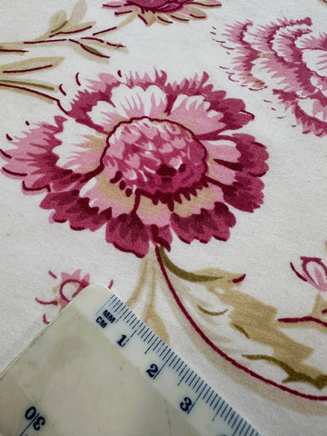 PILLOW CASE: Modern Fabric Laura Ashley Cotton Blend 2000s+ Pink Floral Carnations Green Leaves 74cm x 46cm