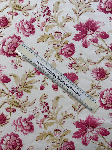 PILLOW CASE: Modern Fabric Laura Ashley Cotton Blend 2000s+ Pink Floral Carnations Green Leaves 74cm x 46cm