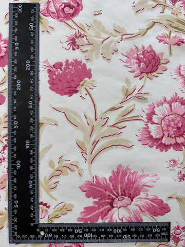PILLOW CASE: Modern Fabric Laura Ashley Cotton Blend 2000s+ Pink Floral Carnations Green Leaves 74cm x 46cm