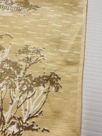 THREE FAT QUARTERS LEFT : Vintage Fabric 1950s Antique Satin Drapery Rayon Tree w/ Gold Print Blend 50cm x 48cm