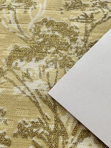 THREE FAT QUARTERS LEFT : Vintage Fabric 1950s Antique Satin Drapery Rayon Tree w/ Gold Print Blend 50cm x 48cm