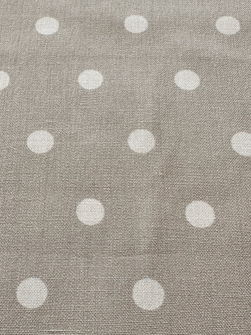 2.5m LEFT: Vintage Fabric MCM 1950s Warm Grey Taupe w/ White Polka Dot Cotton 90cm Wide