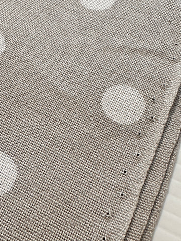 2.5m LEFT: Vintage Fabric MCM 1950s Warm Grey Taupe w/ White Polka Dot Cotton 90cm Wide