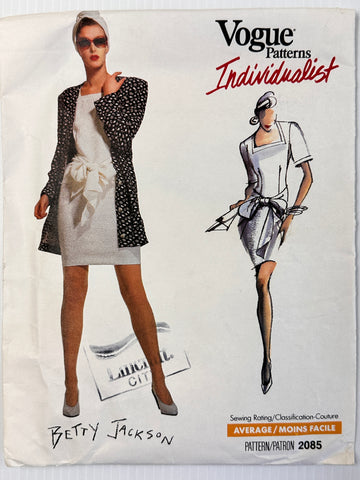 BETTY JACKSON JACKET & DRESS: Vintage Vogue Individualist 1988 Sz 6-10 *2085