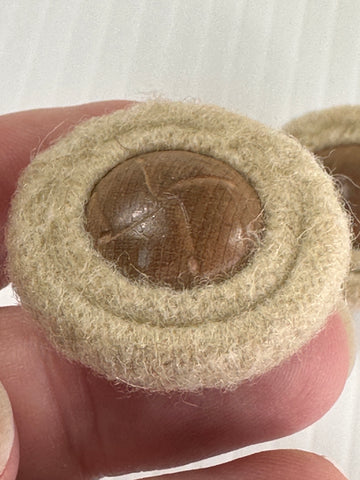 TWO BUTTONS LEFT: Vintage Coat Buttons 1960s? Domed Plastic w/ Fabric Surround Shank 40mm