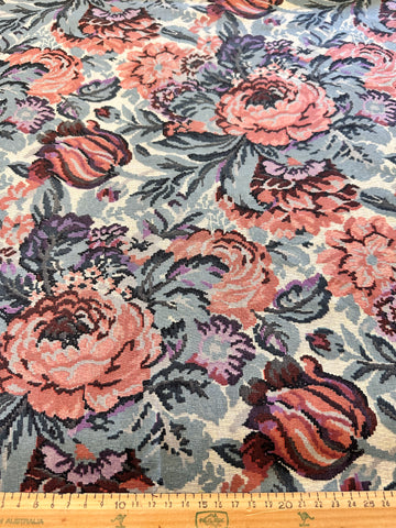 1.5m LEFT: Vintage Fabric 1980s Amazing Faux Tapestry Cotton 112cm Wide