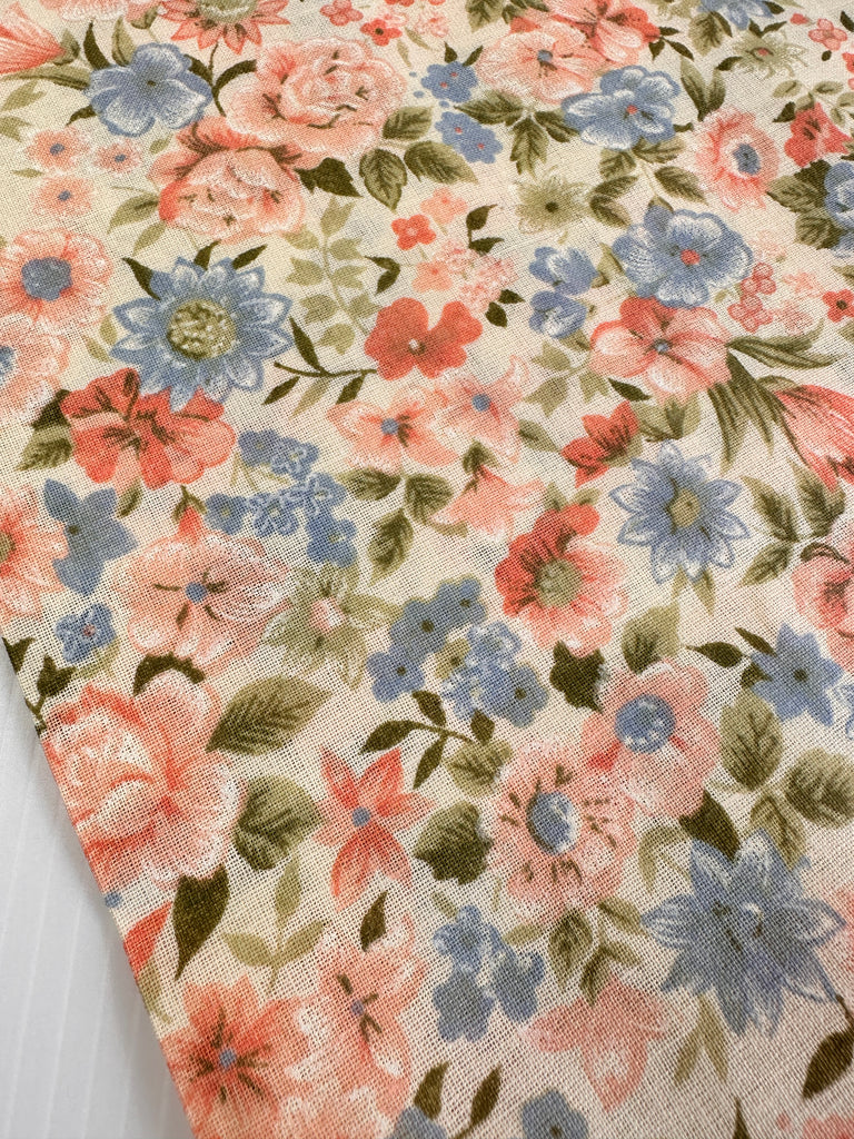 TWO LEFT: Vintage Fabric Cotton Pillow Case 1980s Country Floral Unused 72cm x 46cm