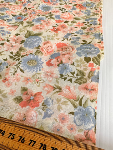 TWO LEFT: Vintage Fabric Cotton Pillow Case 1980s Country Floral Unused 72cm x 46cm