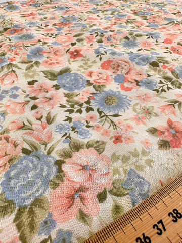 TWO LEFT: Vintage Fabric Cotton Pillow Case 1980s Country Floral Unused 72cm x 46cm