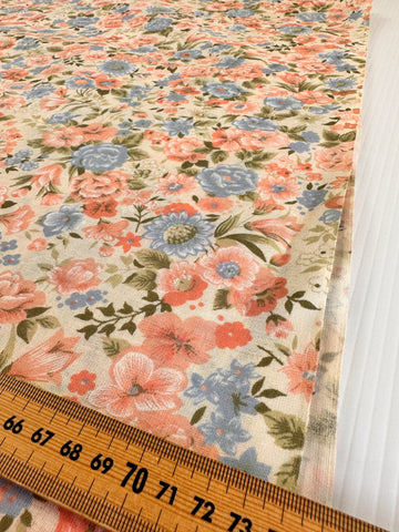 2m LEFT: Vintage Fabric Cotton Sheeting 1980s Country Floral Unused 200cm Wide