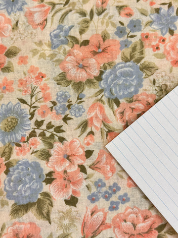2m LEFT: Vintage Fabric Cotton Sheeting 1980s Country Floral Unused 200cm Wide