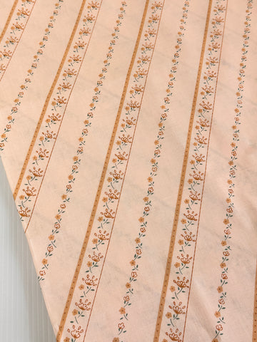 1.5m LEFT: Vintage Fabric Cotton Sheeting 1980s Small Flowers on Pale Coffee Unused 156cm Wide
