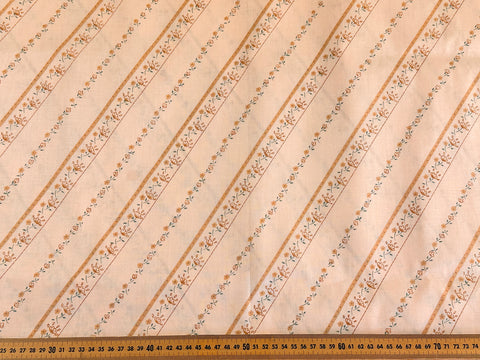 1.5m LEFT: Vintage Fabric Cotton Sheeting 1980s Small Flowers on Pale Coffee Unused 156cm Wide