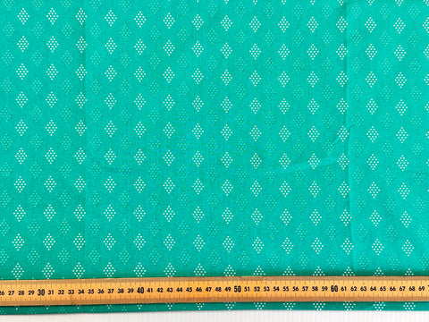 LESS THAN 1m LEFT: Modern Fabric Quilt Cotton Spotted Diamonds on Green 112cm Wide
