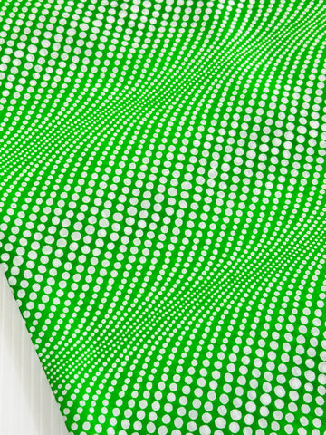 1m LEFT: Vintage Fabric 1970s Op Art Dots on Apple Green 112cm Wide