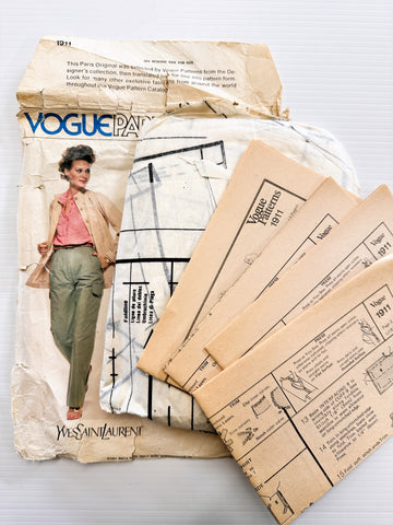 JACKET, SHIRT & PANTS: Vogue Paris Original Yves Saint Laurent Sewing Pattern c. 1978 Size 12 Bust 34 Complete *1911