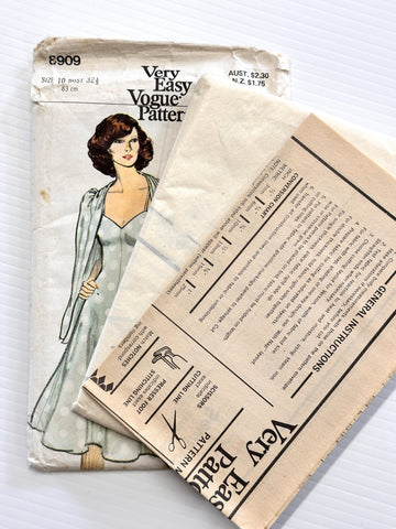 EVENING JACKET & DRESS: Very Easy Vogue Sewing Pattern c. Late 1970s Size 10 Complete FF *6068