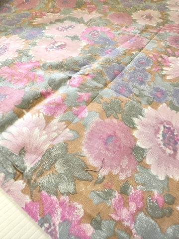 2m LEFT: Vintage Fabric Cotton Sheeting 1980s Pink Flowers Romantic Country Floral 150cm Wide