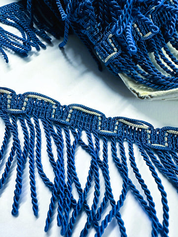 Vintage Fringe Trim Electic Blue Rayon 60s 70s 5cm Wide