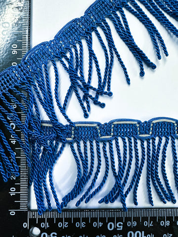 Vintage Fringe Trim Electic Blue Rayon 60s 70s 5cm Wide