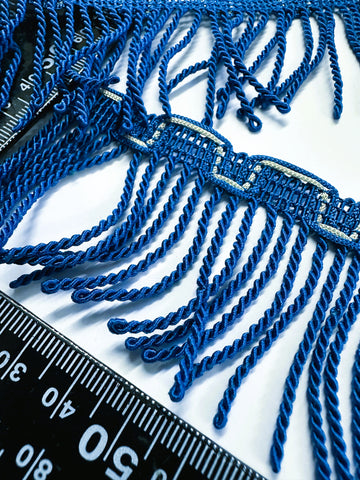 Vintage Fringe Trim Electic Blue Rayon 60s 70s 5cm Wide