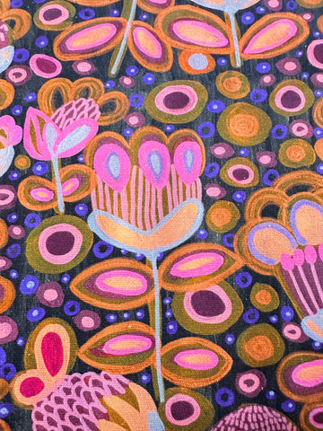 FAT QUARTER Modern Fabric 2010s Cotton Canvas Kirsten Katz Blooms 70cm x 50cm