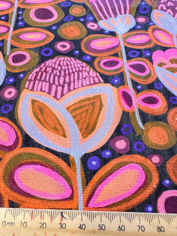 FAT QUARTER Modern Fabric 2010s Cotton Canvas Kirsten Katz Blooms 70cm x 50cm