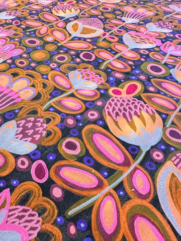 FAT QUARTER Modern Fabric 2010s Cotton Canvas Kirsten Katz Blooms 70cm x 50cm