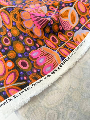 FAT QUARTER Modern Fabric 2010s Cotton Canvas Kirsten Katz Blooms 70cm x 50cm