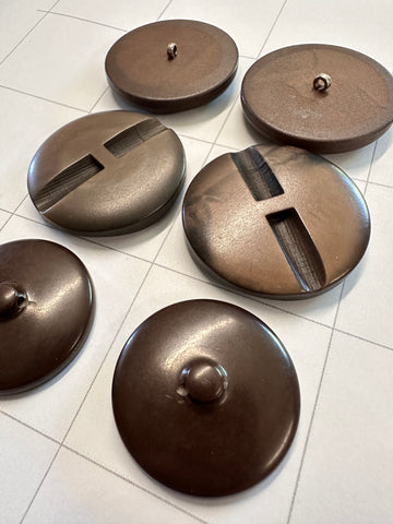 THREE PAIRS x LARGE BROWN BUTTONS: Bulk Curated Vintage Modern 30mm+ Mixed Shades Sizes Materials