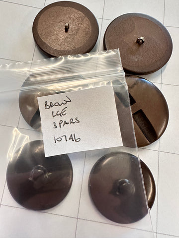 THREE PAIRS x LARGE BROWN BUTTONS: Bulk Curated Vintage Modern 30mm+ Mixed Shades Sizes Materials