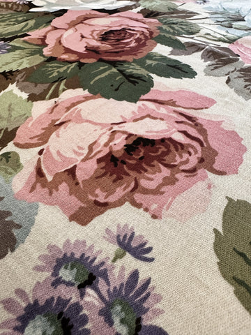 5m+ LEFT: Vintage Fabric 1980s Magnificent Chelsea Sanderson Cotton Sateen Drapery 124cm Wide