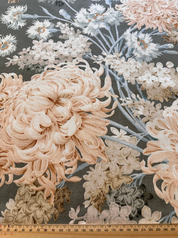SIX PATTERN REPEATS LEFT: Vintage Fabric 1978 Magnificent Moonflower Arthur Sanderson Cotton Sateen Drapery 60cm Wide