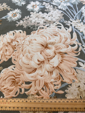 FOUR PATTERN REPEATS LEFT: Vintage Fabric 1978 Magnificent Moonflower Arthur Sanderson Cotton Sateen Drapery 60cm Wide