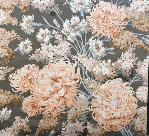 SIX PATTERN REPEATS LEFT: Vintage Fabric 1978 Magnificent Moonflower Arthur Sanderson Cotton Sateen Drapery 60cm Wide