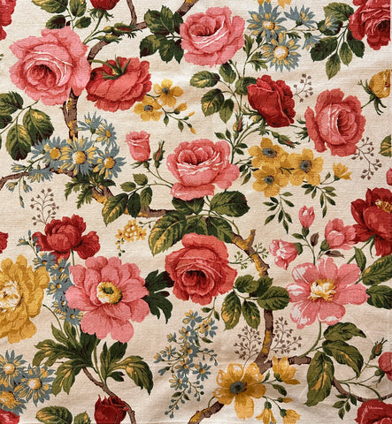 FIVE PATTERN REPEATS LEFT: Vintage Fabric 1979 Magnificent Hadley Arthur Sanderson Linen 58cm Wide