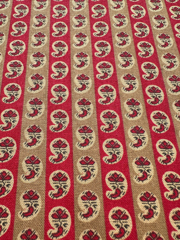 Modern Fabric 1930s Reproduction Quilt Cotton Tiny Paisley Tan Taupe Red 108cm Wide